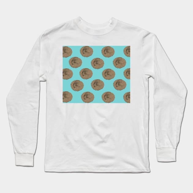 Curled Up Pangolin Illustration Long Sleeve T-Shirt by ButtonandSquirt